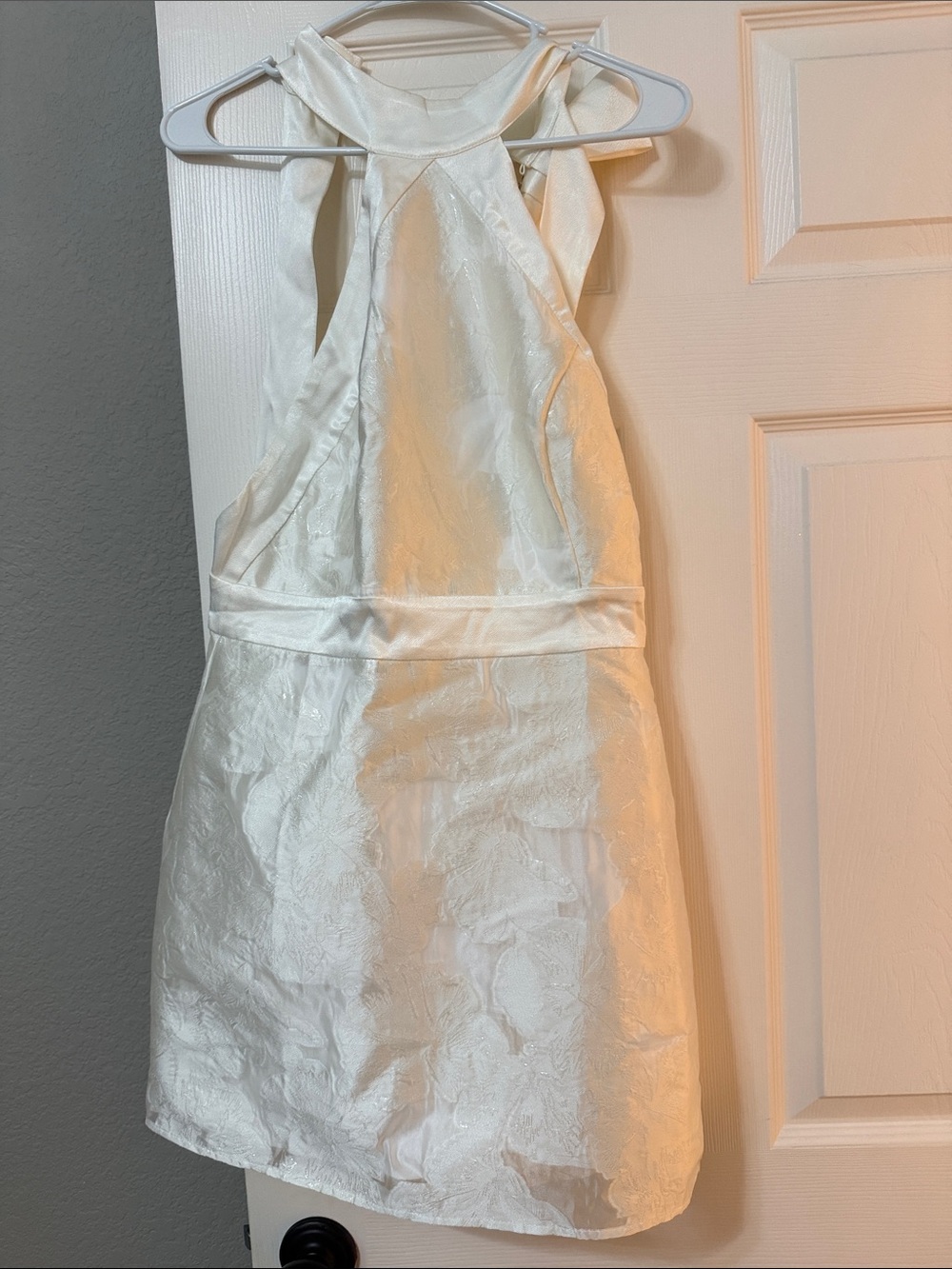 Anthropologie Ivory Backless Halter Dress
